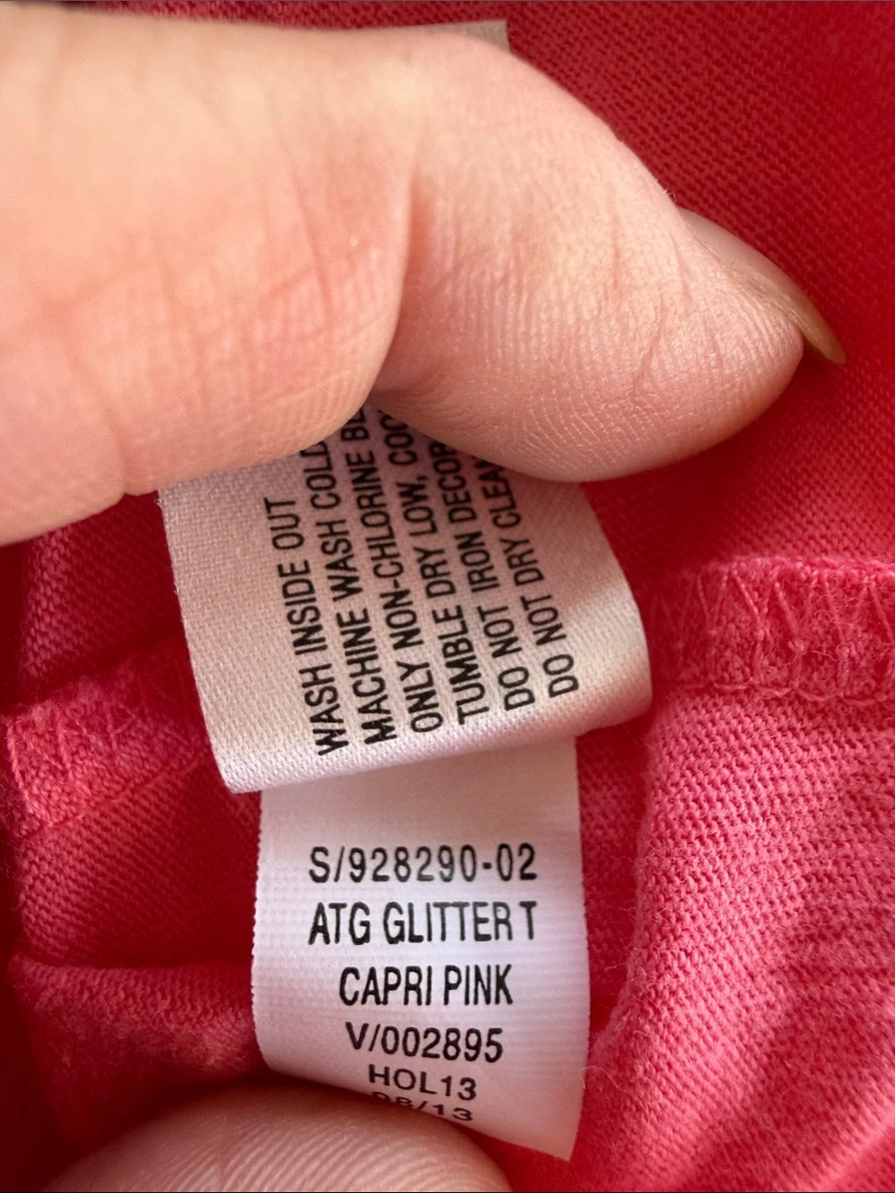 GAPKIDS Glitter Pink Coral Long Sleeve Tee with Neck Embellishment
